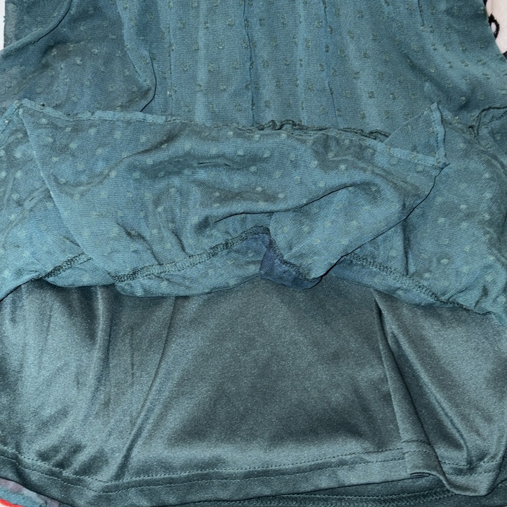 ANDREE' by unit Medium Dark Teal Long Sheer  Sleeve midi embroidered dress- GC🩷 - Picture 10 of 16